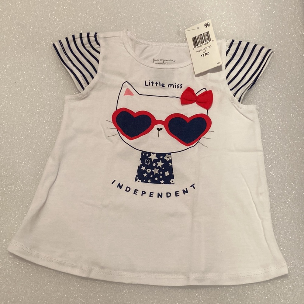 ⭐️ Host Pick!!! ⭐️ 2/$25* ❤️ NWT-First Impressions Girls Cap Sleeve Tee - 12M